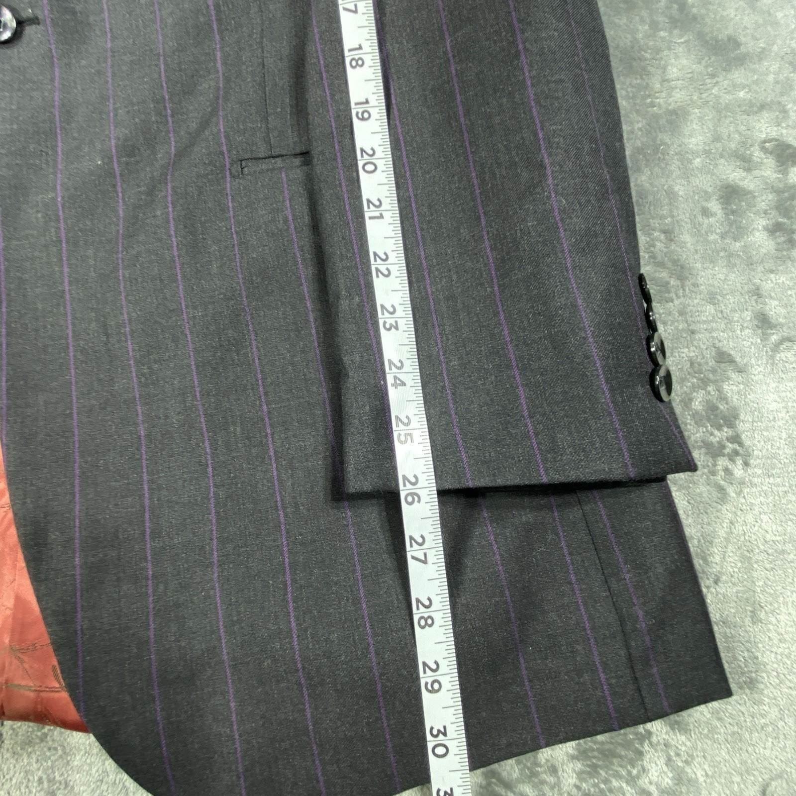 Tiglio Rosso 3 Piece Suit 36L Striped 150s Wool Blazer Vest Pleat Pants Italy