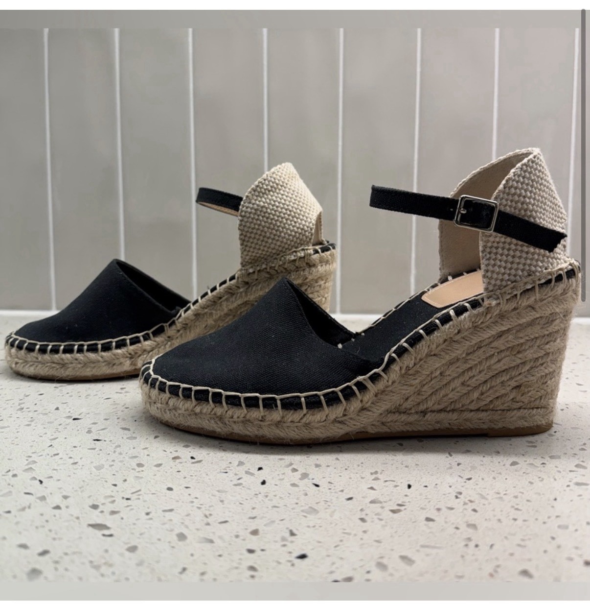 H&M Espadrilles Black Sandals Ankle Strap Women’s 37 (7 US)