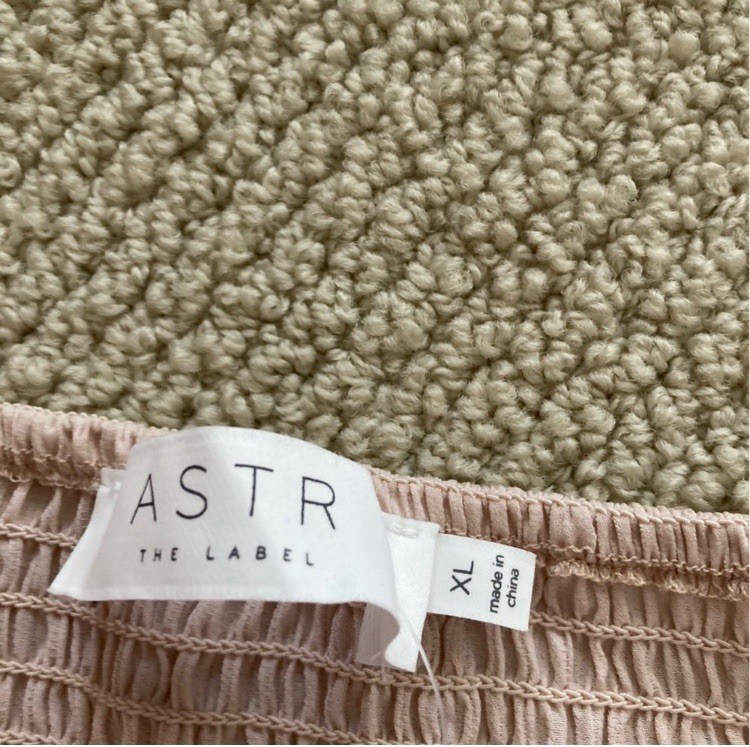 NEW ASTR Puff Long Sleeve Blouse Off Shoulder Blush Sz XL Smocked Cottagecore