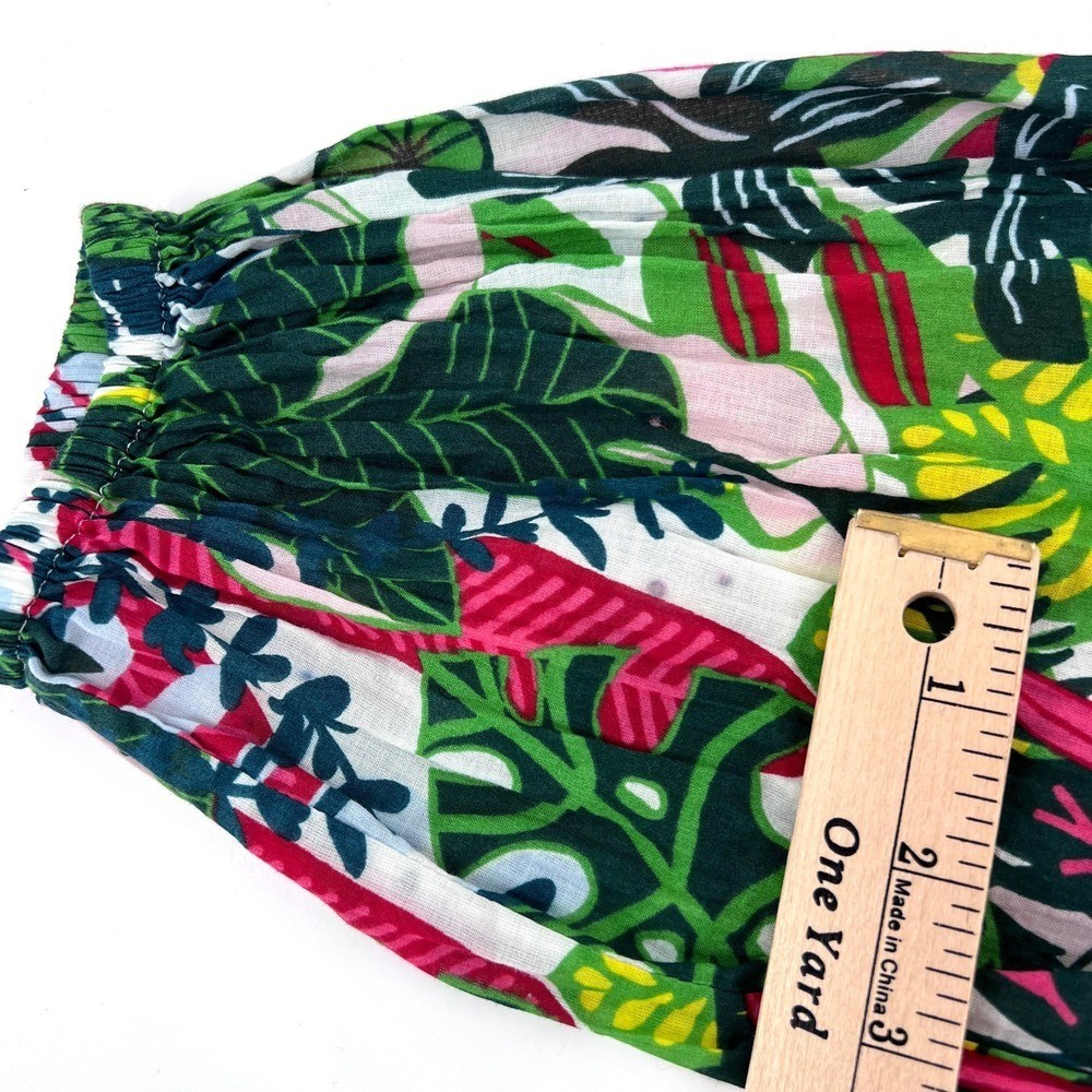 Boden Top Tropical Parrot Jungle Print Ruffle Neck Popover Blouse