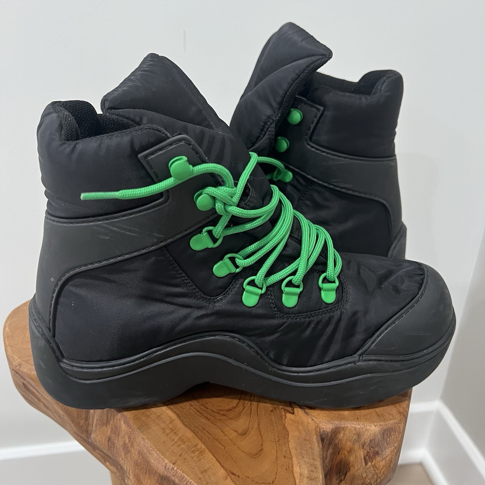 Bottega Veneta Black Nylon Puddle Bomber Boots Size 39