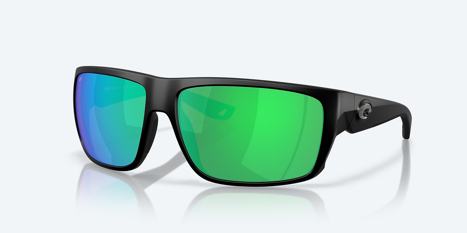 Costa Del Mar Fly Line Matte Black/Green Mirror 580P Polarized Men’s Sunglasses