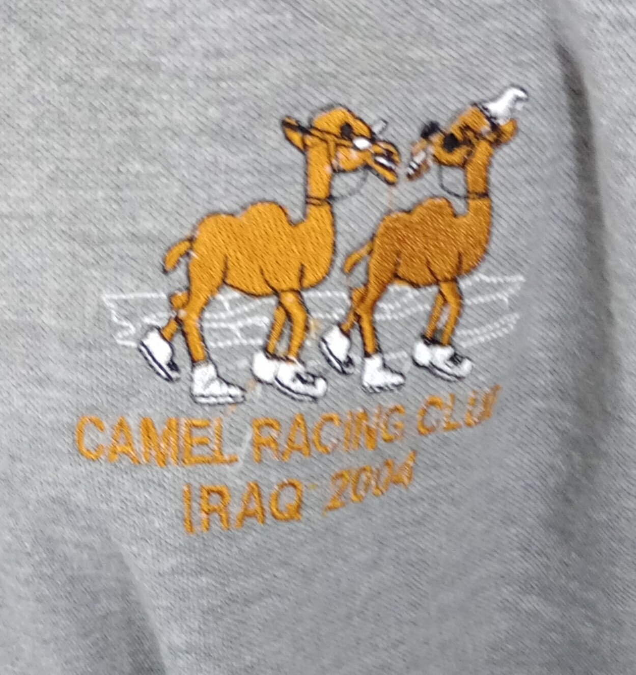 CAMEL Racing Club IRAQ 2004 AAFES GRAY POLO Short Shelve Shirt One Size Fit Most