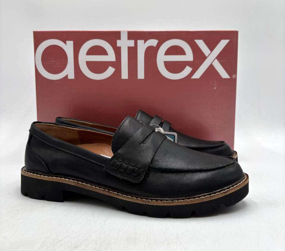 Aetrex Collette LL100 Women’s NEW Leather Loafer Black Multiple Sizes NIB