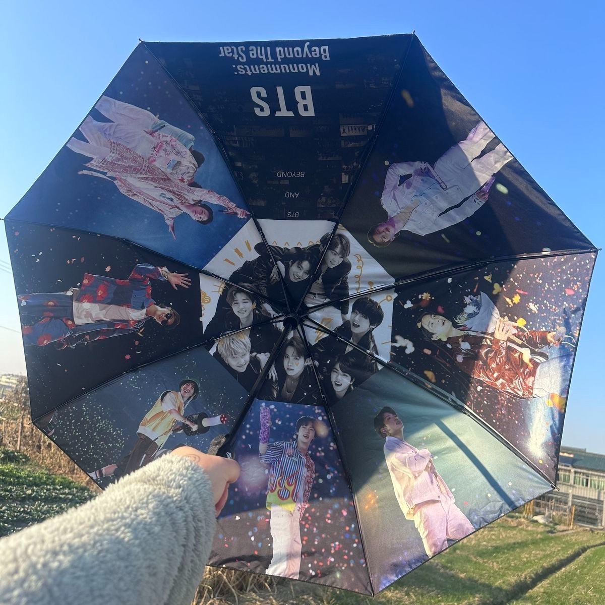 BTS Fan Umbrella: Windproof and UV-Protective—For Both Sun and Rain