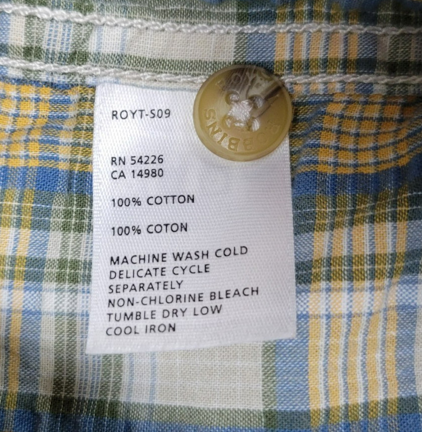 Royal Robbins Short-sleeve Blue, Yellow, Beige Plaid Button-up Shirt Mens LG