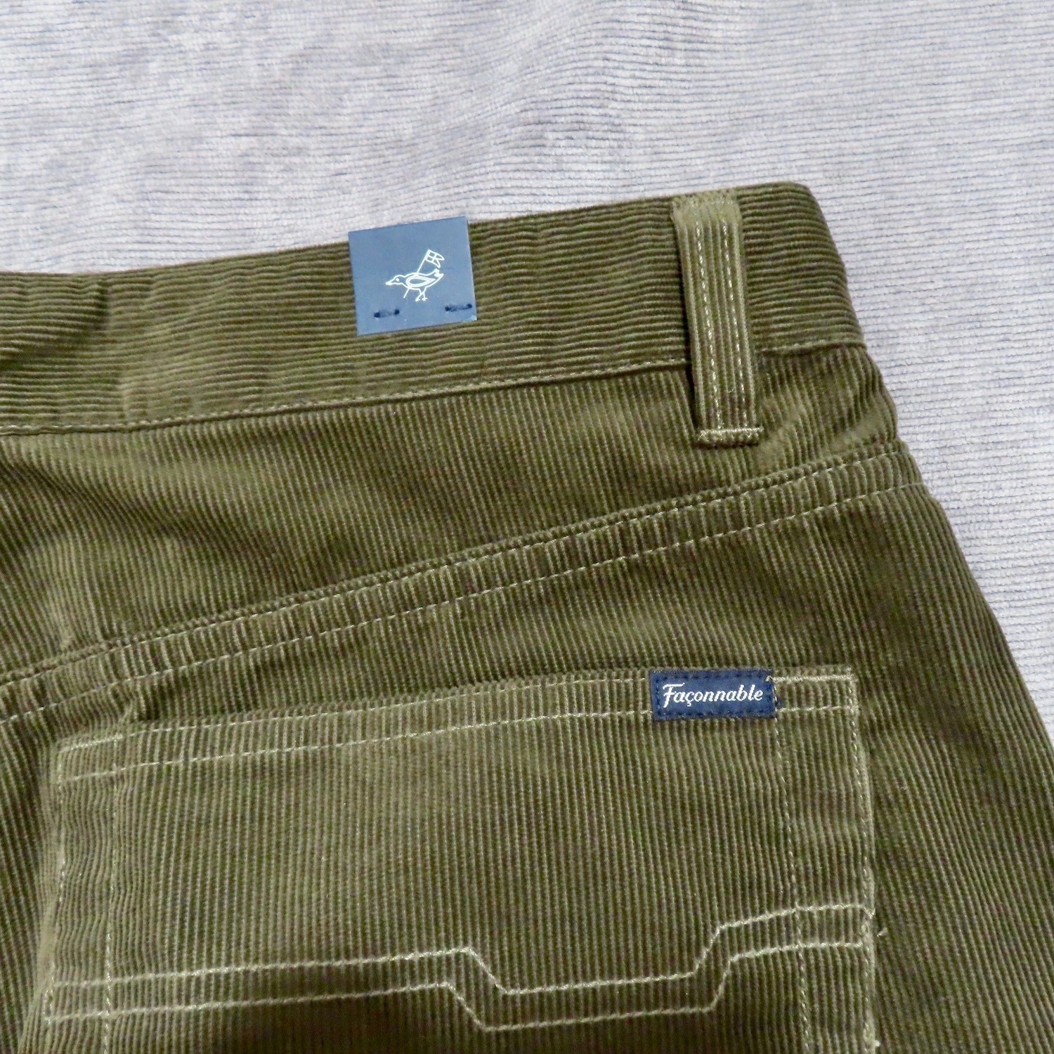 Mens Faconnable 5 Pocket Pants 36R Green Corduroy Cotton Straight Leg 36×33.5