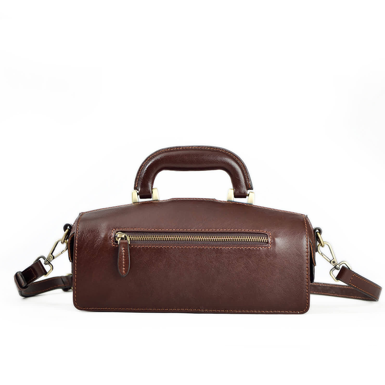 Erivis Coffee Women Leather Shoulder Bag Doctor Handbag with Pockets