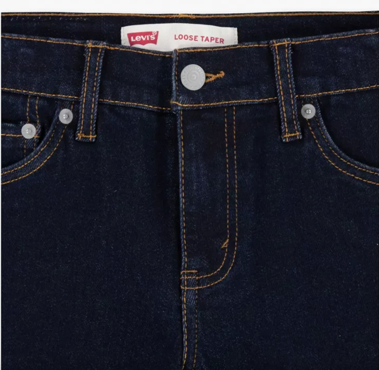 NEW LEVI’S LOOSE TAPER STRETCH BOYS Dark Wash JEANS Sz 8 REG W24″xL25″ 67%cotton