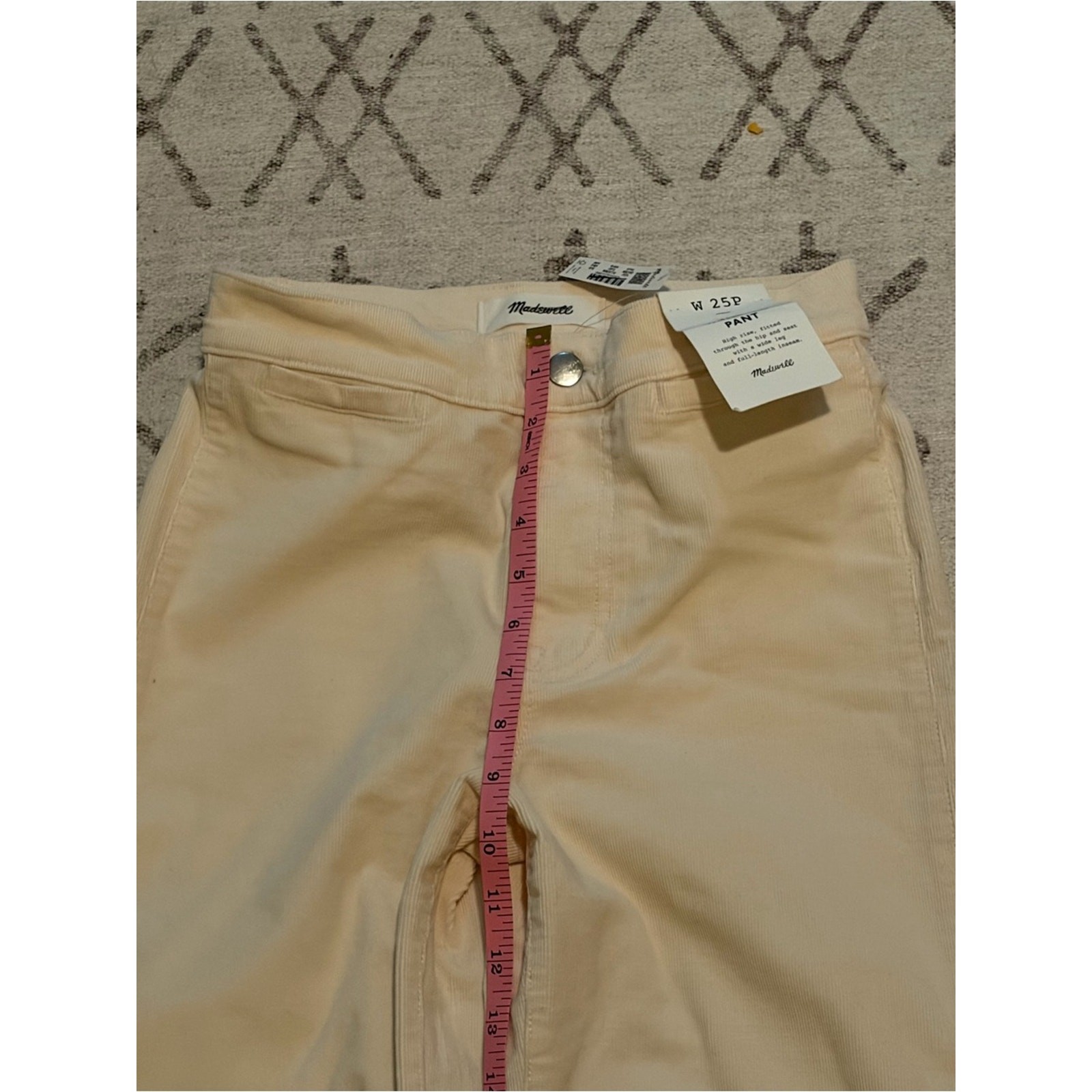 Madewell Wide Leg Corduroy Pants Vintage Ivory 25P NWT