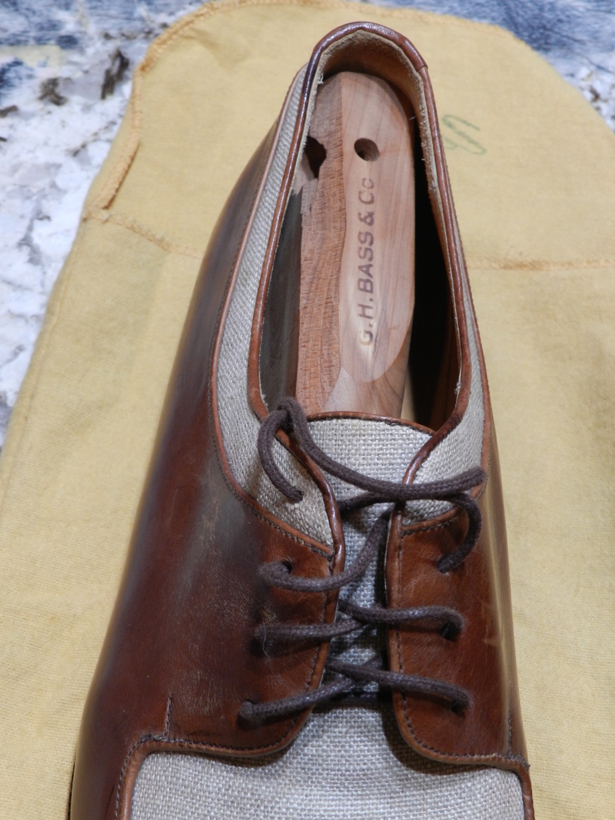 RARE Mezlan Naples brown men’s shoes with linen trim