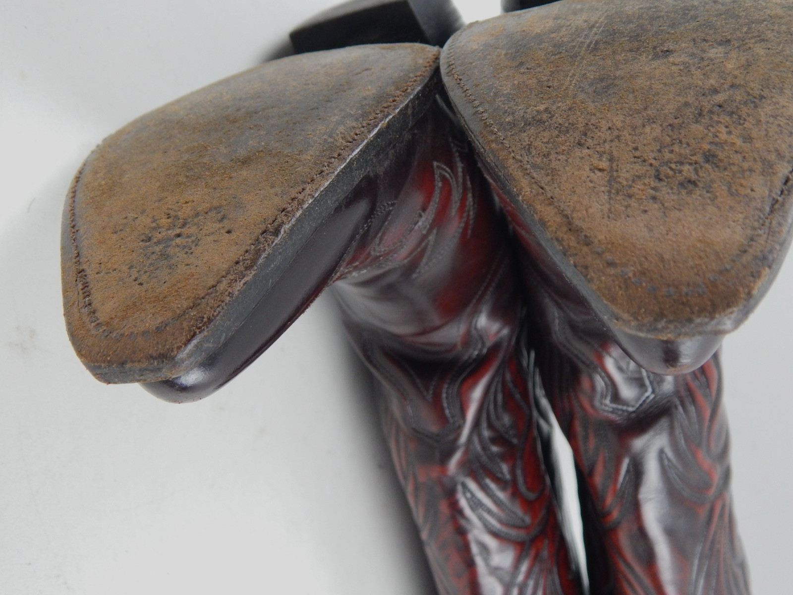 VTG J Chisholm Handcrafted Western Boots Style 990 Oxblood Black Cherry Men’s 8D