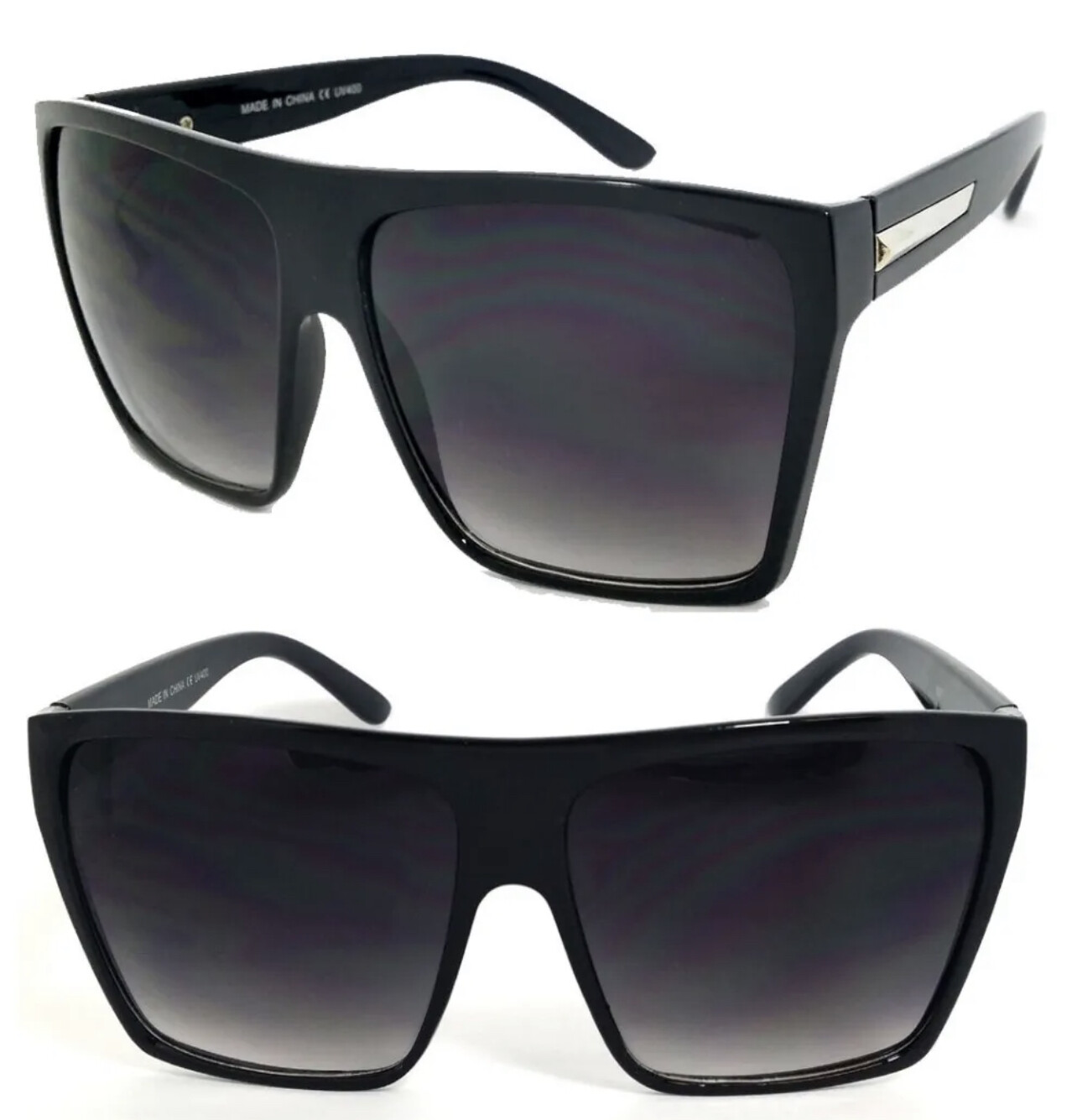 Mens Womens Flat Top Oversize Retro Square Sunglasses Funky Big Lens 2 Colors