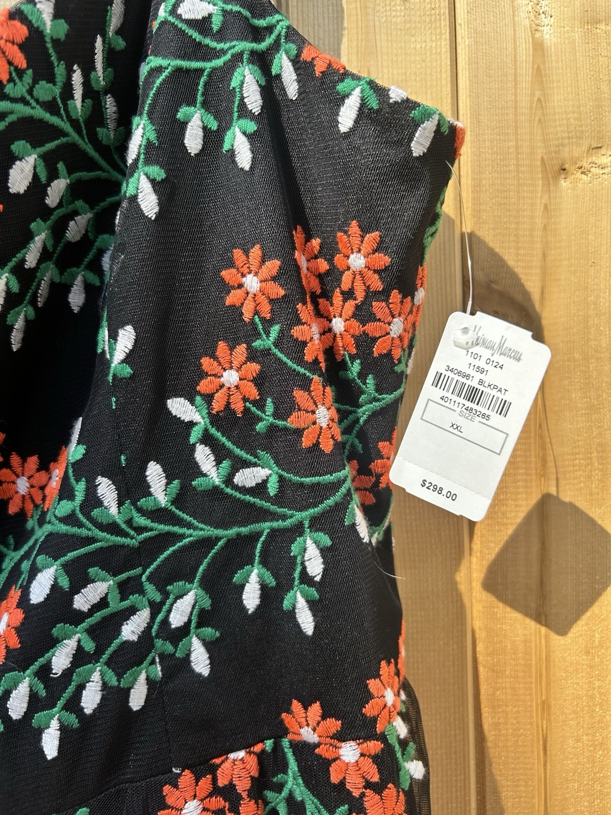 Dress the Population Black Floral Embroidered Mesh hi-lo Midi sweetheart XXL