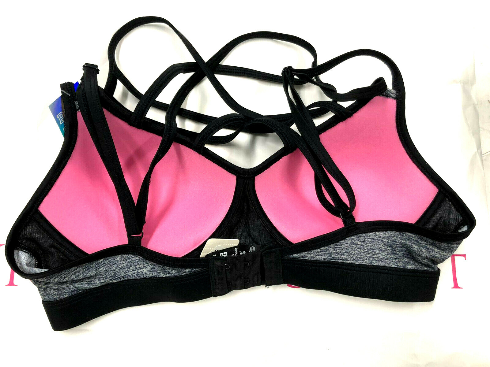 Victoria’s Secret Pink Ultimate Strappy Push-Up Sports Bra Gray Marl NWT