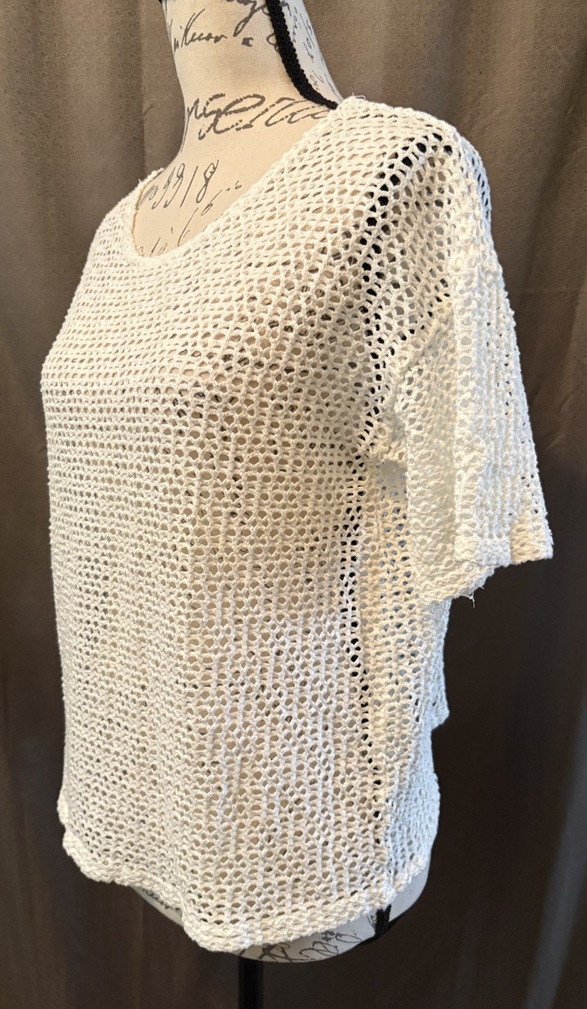DYNAMIC USA Mesh Top Short Sleeves Off White Layering Stretch One Size (Med)