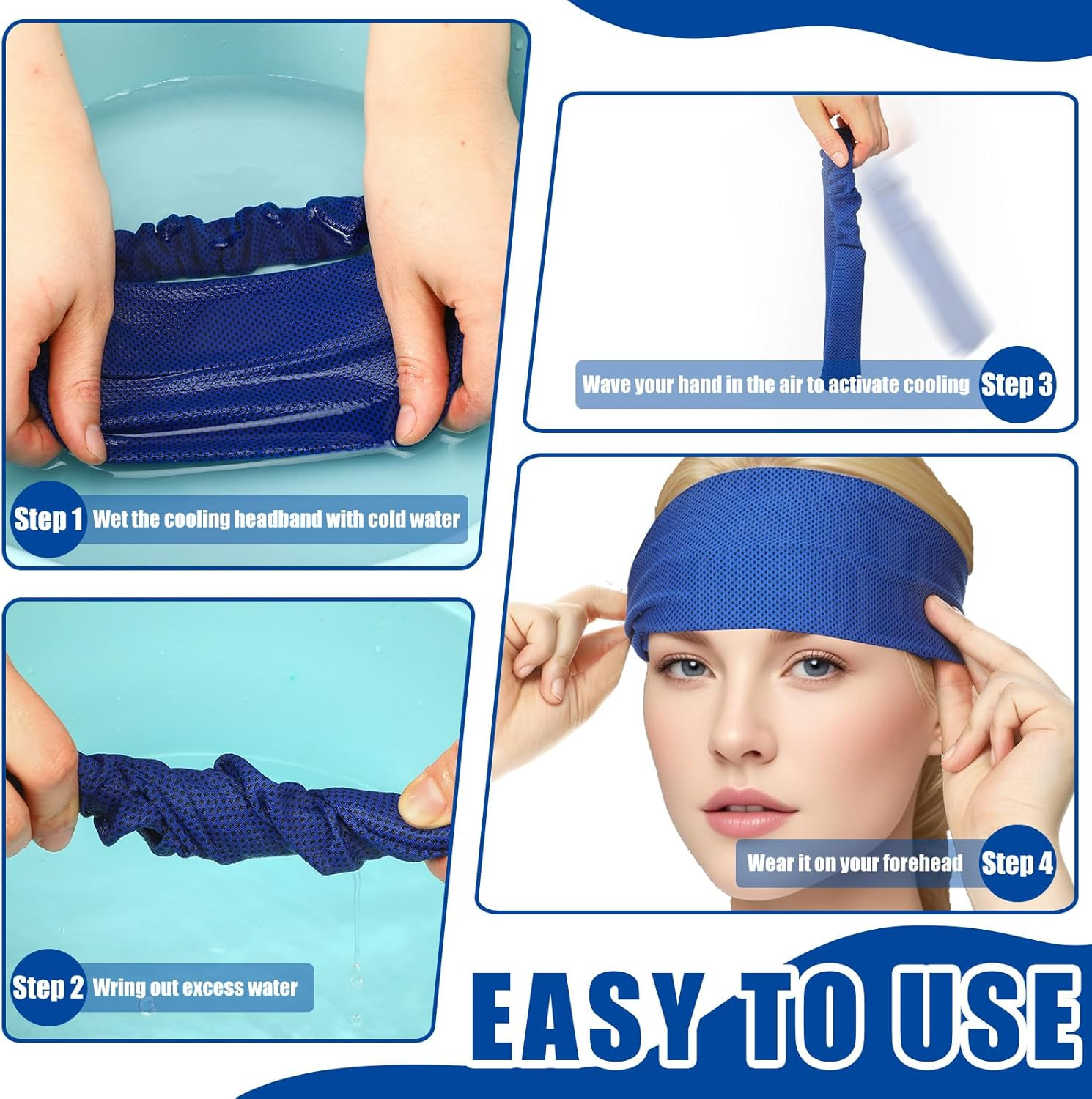 5Pcs Summer Cooling Headbands for Men Stretchy Workout Sports Sweatbands Absorb