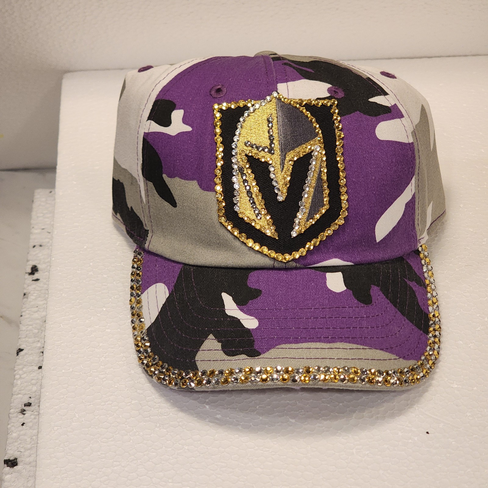 Gelante Purple Camouflage Baseball Cap Rhinestone Trim Adjustable for Men