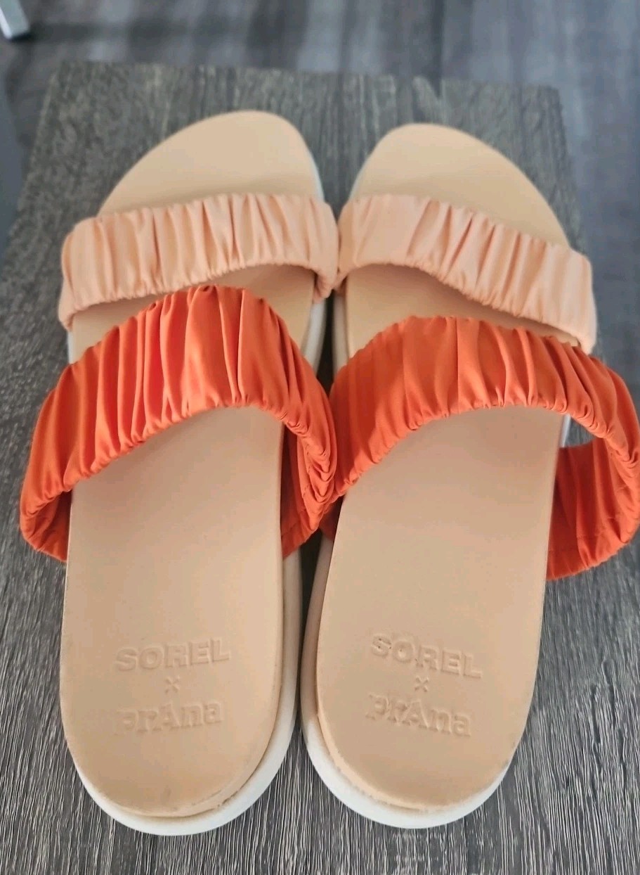 SOREL x prAna Women’s Roaming Two Strap Slide Sandals – Spark/Desert Sun – 10.5