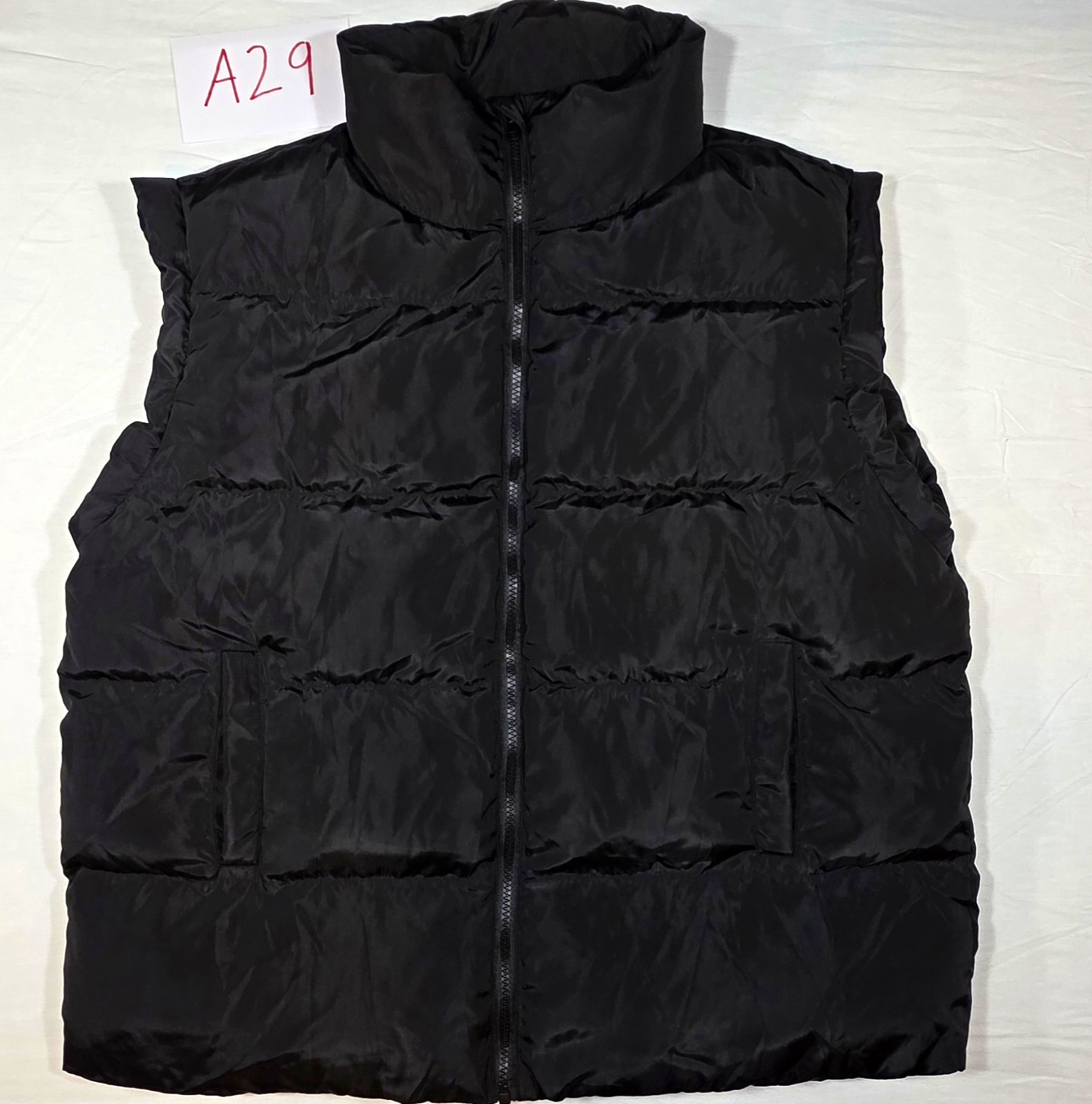Automet Womens Black Quilted Puffer Vest L Full Zip Pockets Casual