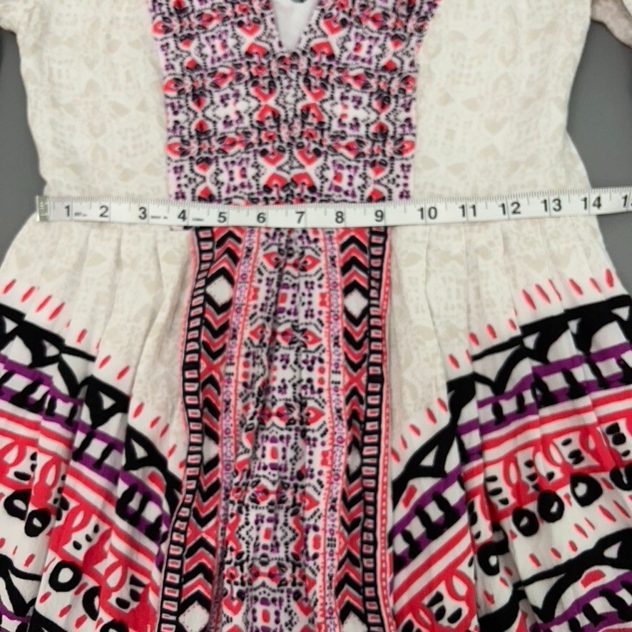 Free People Dress Women Dress 4 Pink Tegan Mini Dress V Neck Long Sleeve Boho
