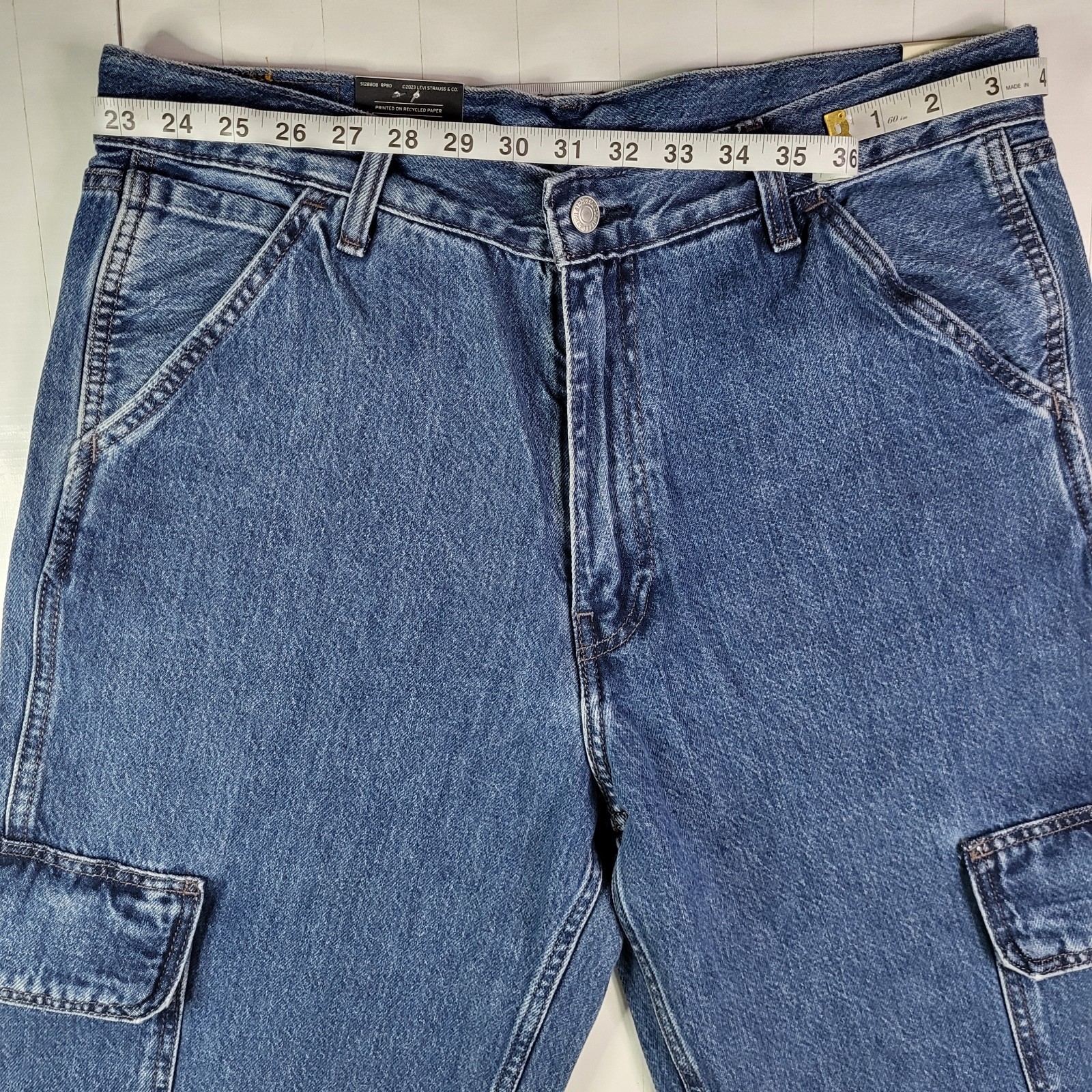 Levis Premium 568 Cargo Jeans 34×32 Men’s Loose Straight Blue New With Tags