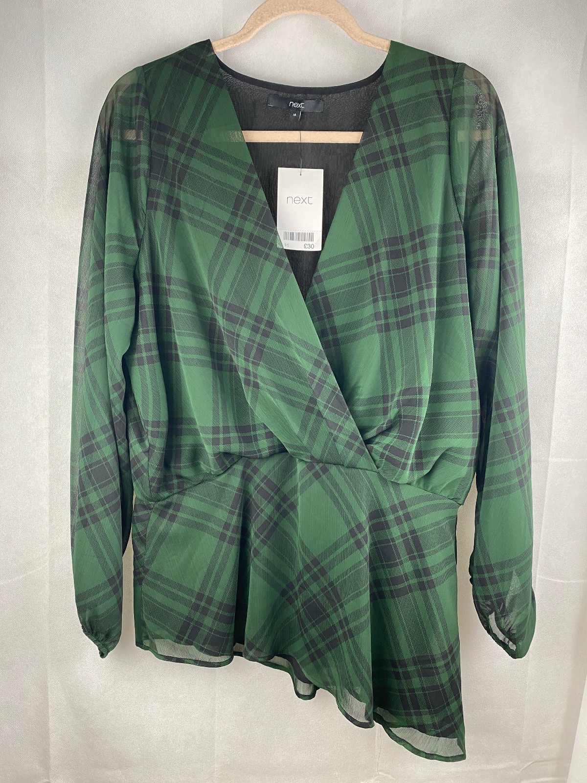 Next Blouse UK 16 Dark Green Long Sleeve Office Work