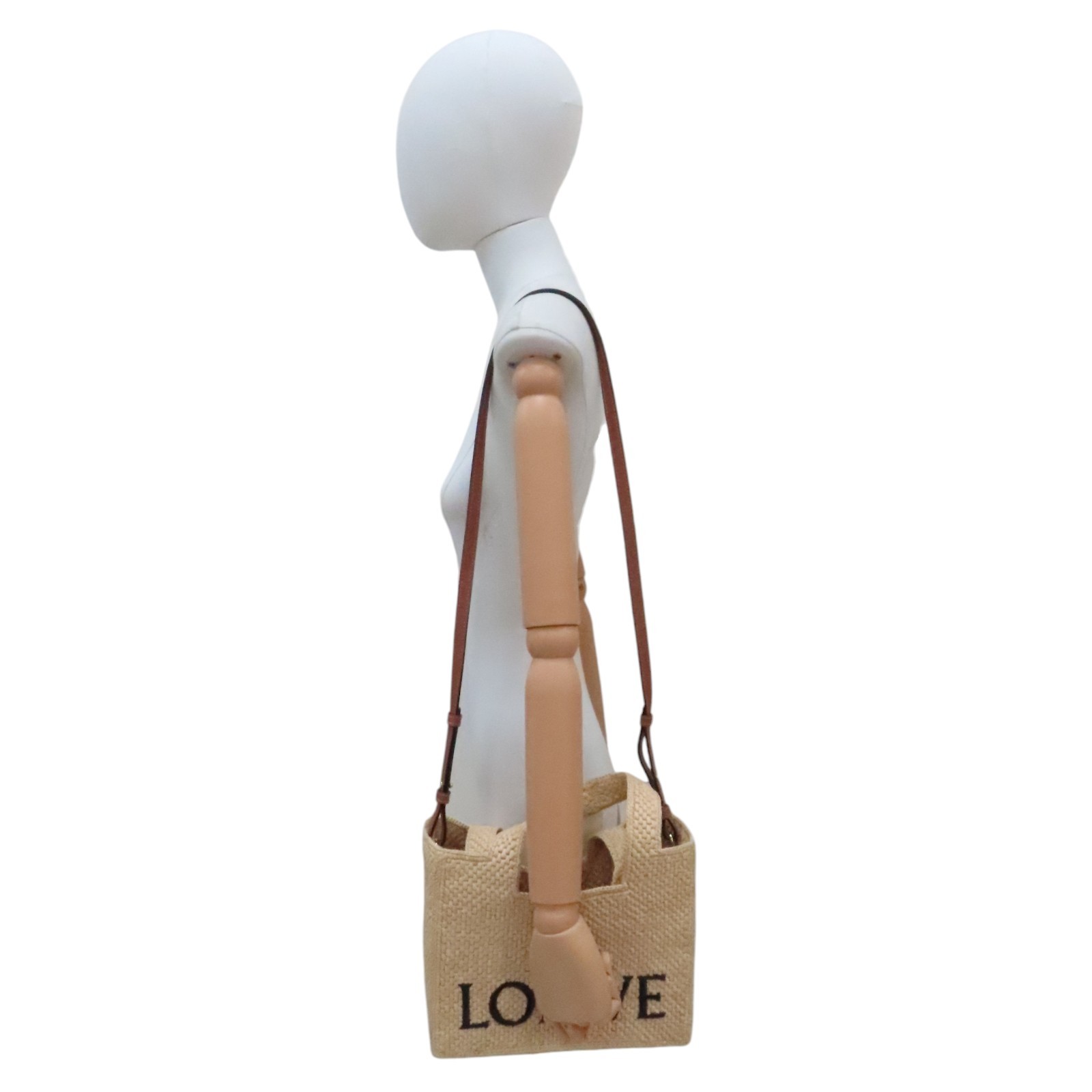 LOEWE Small Front Shoulder Tote Bag Raffia Beige A685B59X03