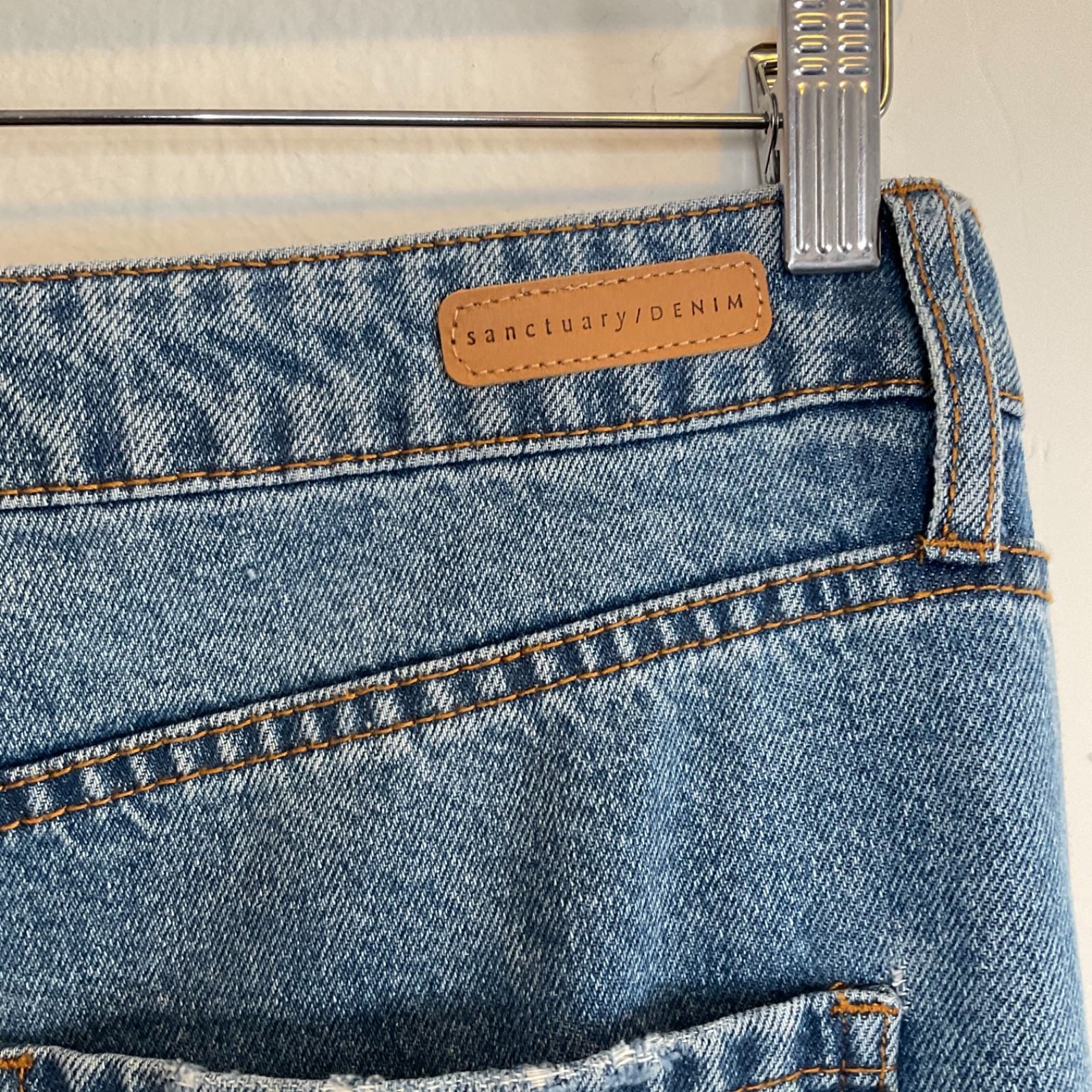 Sanctuary Flashback Wide Leg Jeans Super Distressed Ripped Grunge Raw Hem 34 W