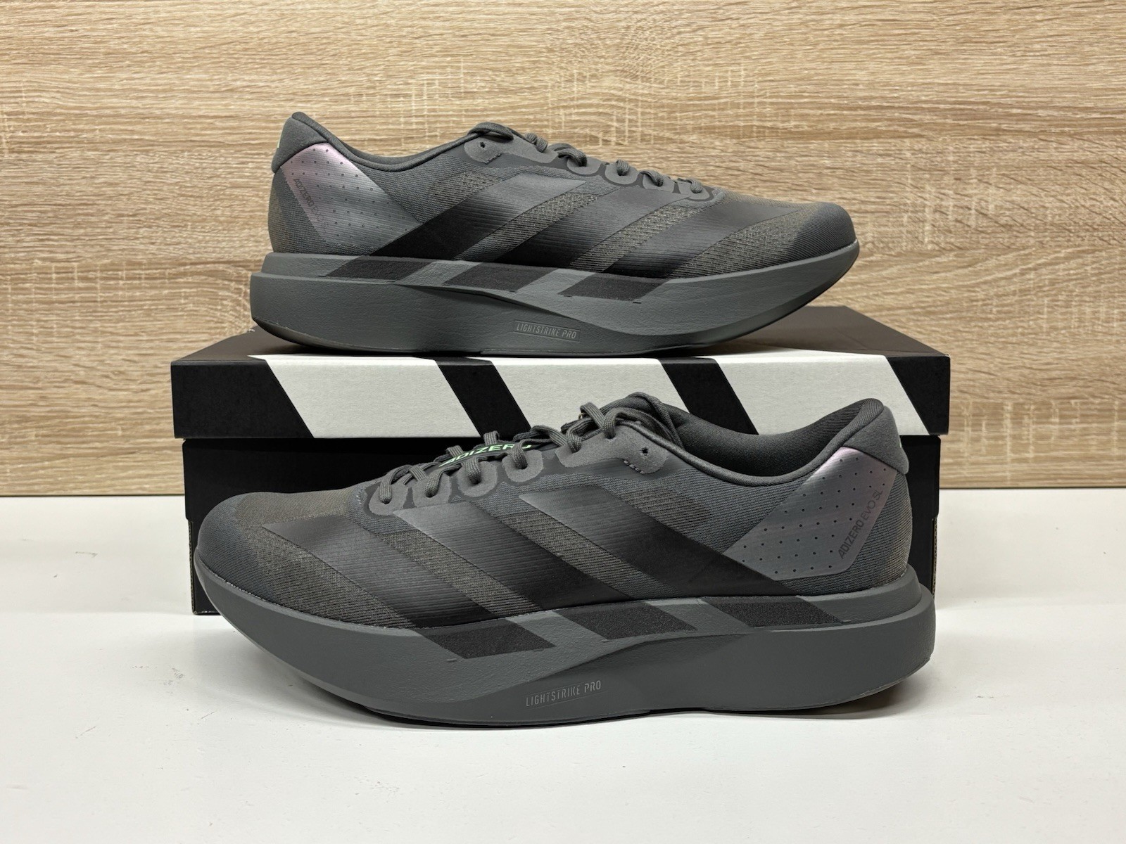 Adidas Adizero Evo SL “Grey Five” Black Lime Size-10.5 Mens (KJ1364) New