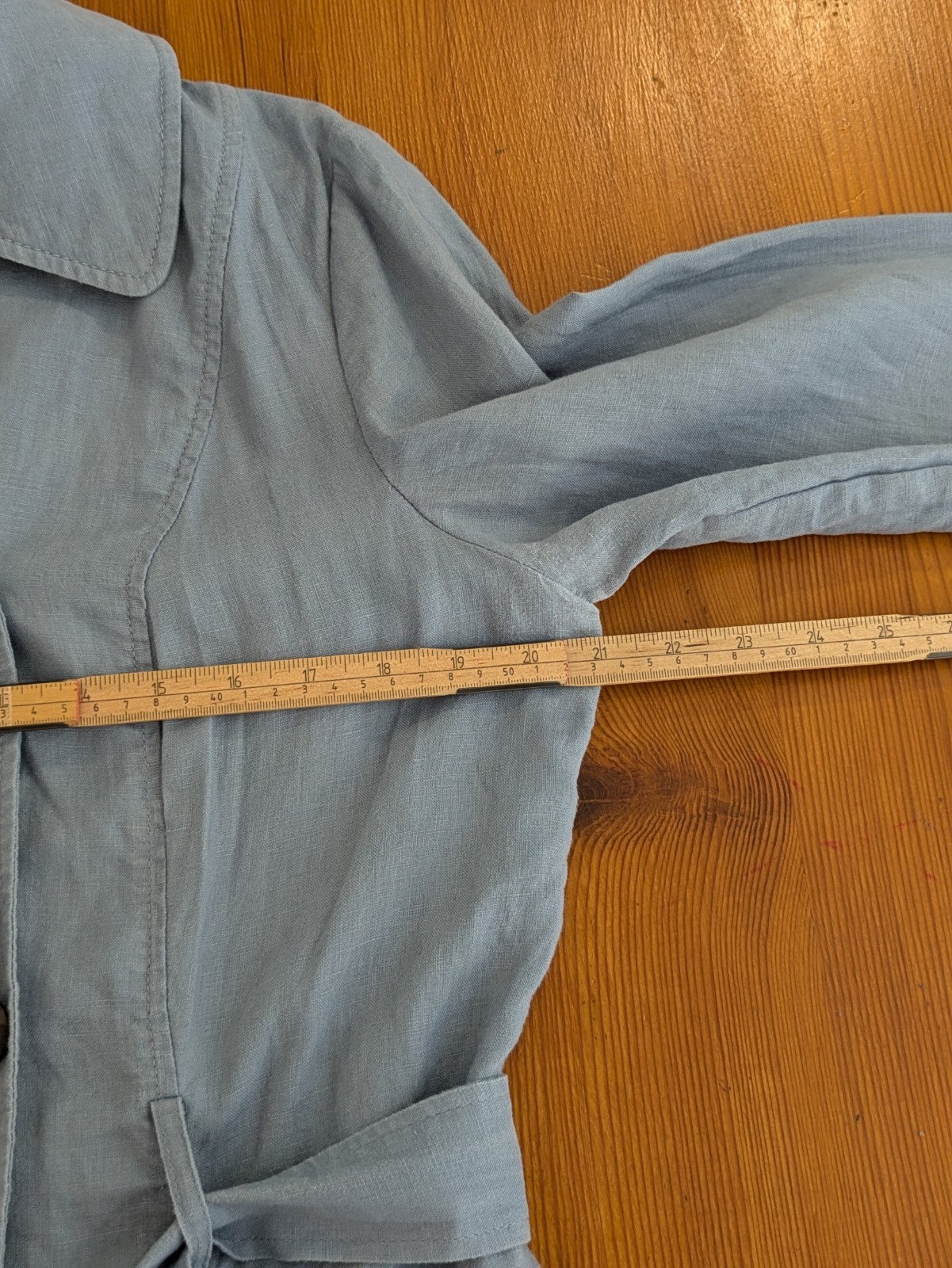 Marks & Spencer Linen Unstructured Mid Length Duster Jacket UK 14 Blue Belted