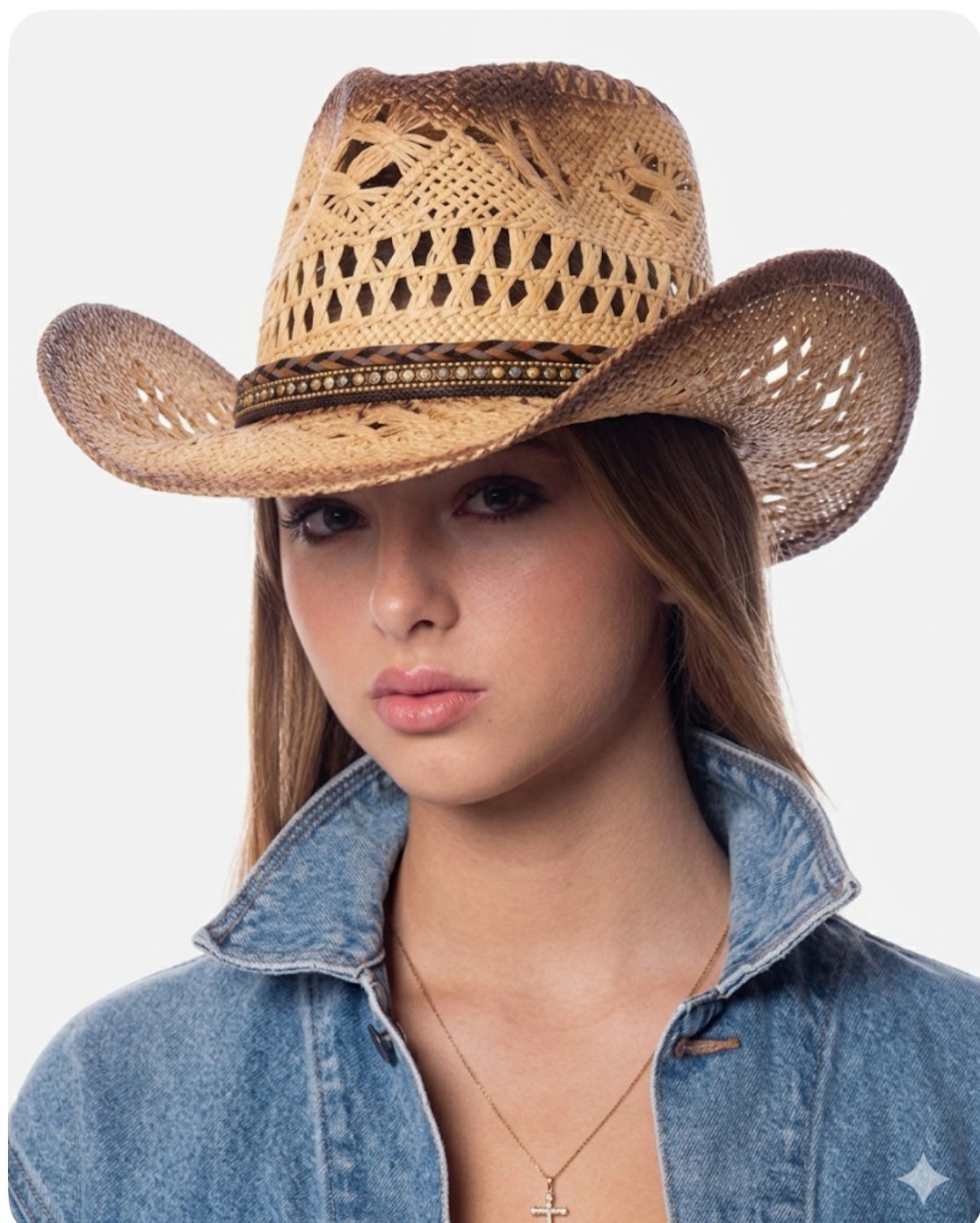 Cowgirl Sparkle Hat Straw Vintage Leather Western Concert Women’s Cowboy Hat