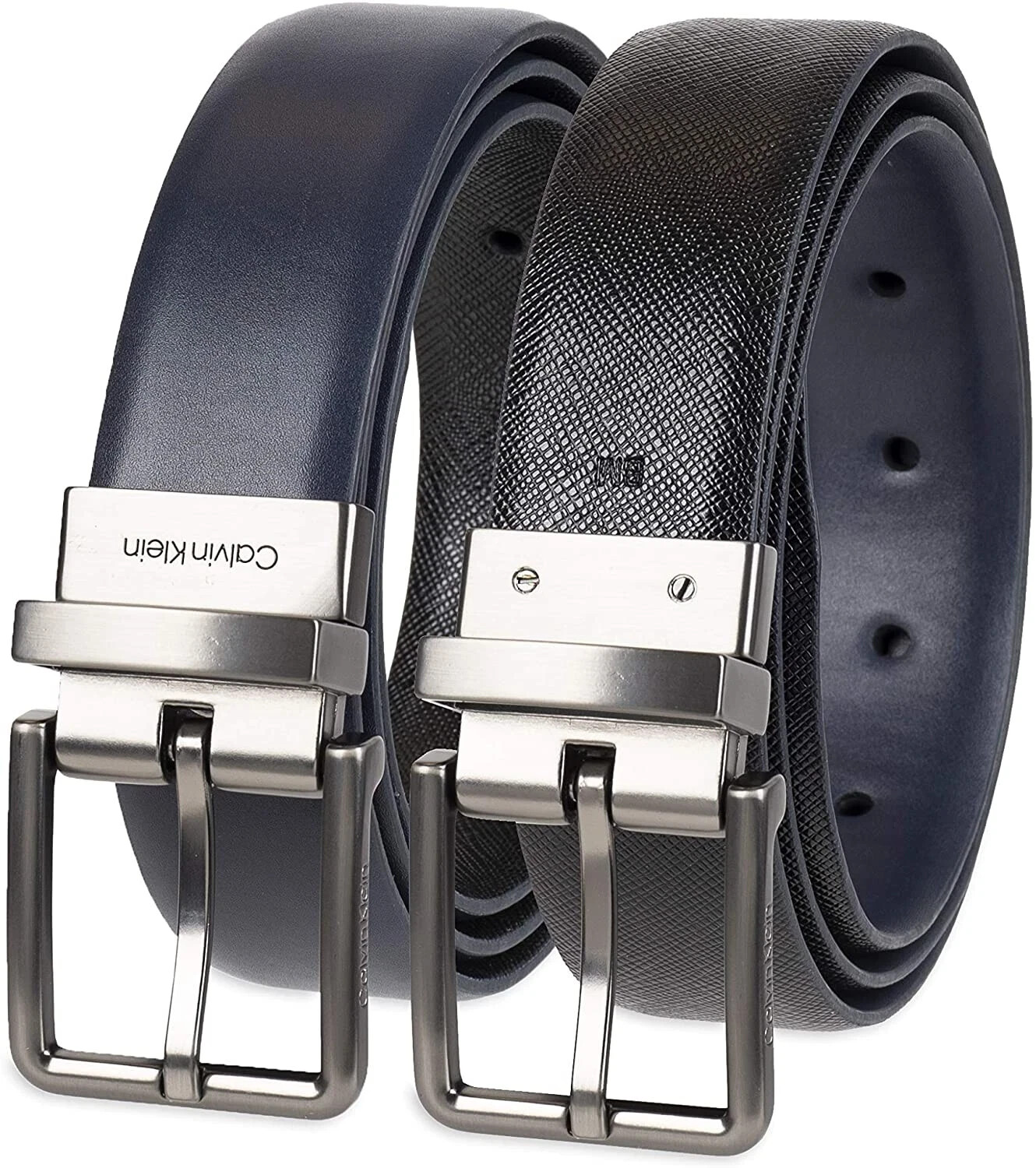 Calvin Klein Men’s 32mm Reversible Dress Belt Blue/Black Size XL(42-44)
