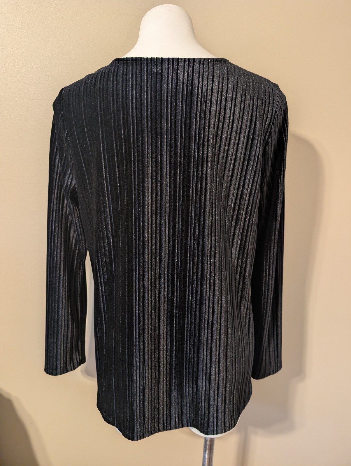 J. Jill Wearever Collection size M Velvety Velour Black / Black Striped Top NWT