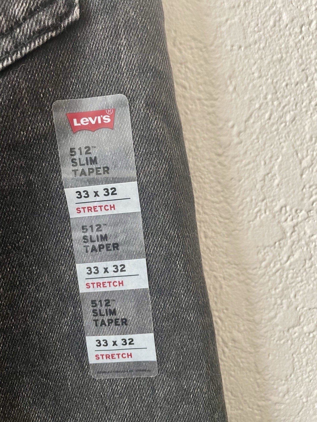 Levi’s Men’s Slim Taper Stretch Jeans Charcoal Wash Black Mid Rise Denim