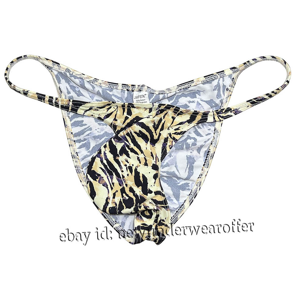 Men Leopard Bikini Briefs Underwear Bulge Pouch Panties Ruched Back Hipster Pant