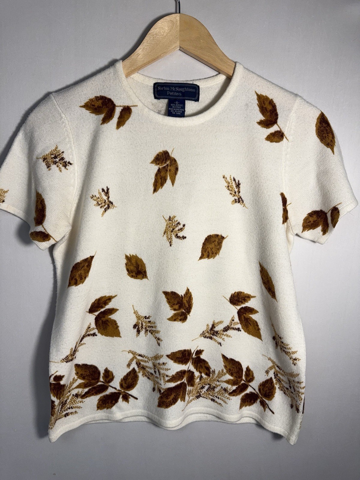 Vintage Norton McNaughton Leaf Sweater Petite Small Cottagecore Fall Knit