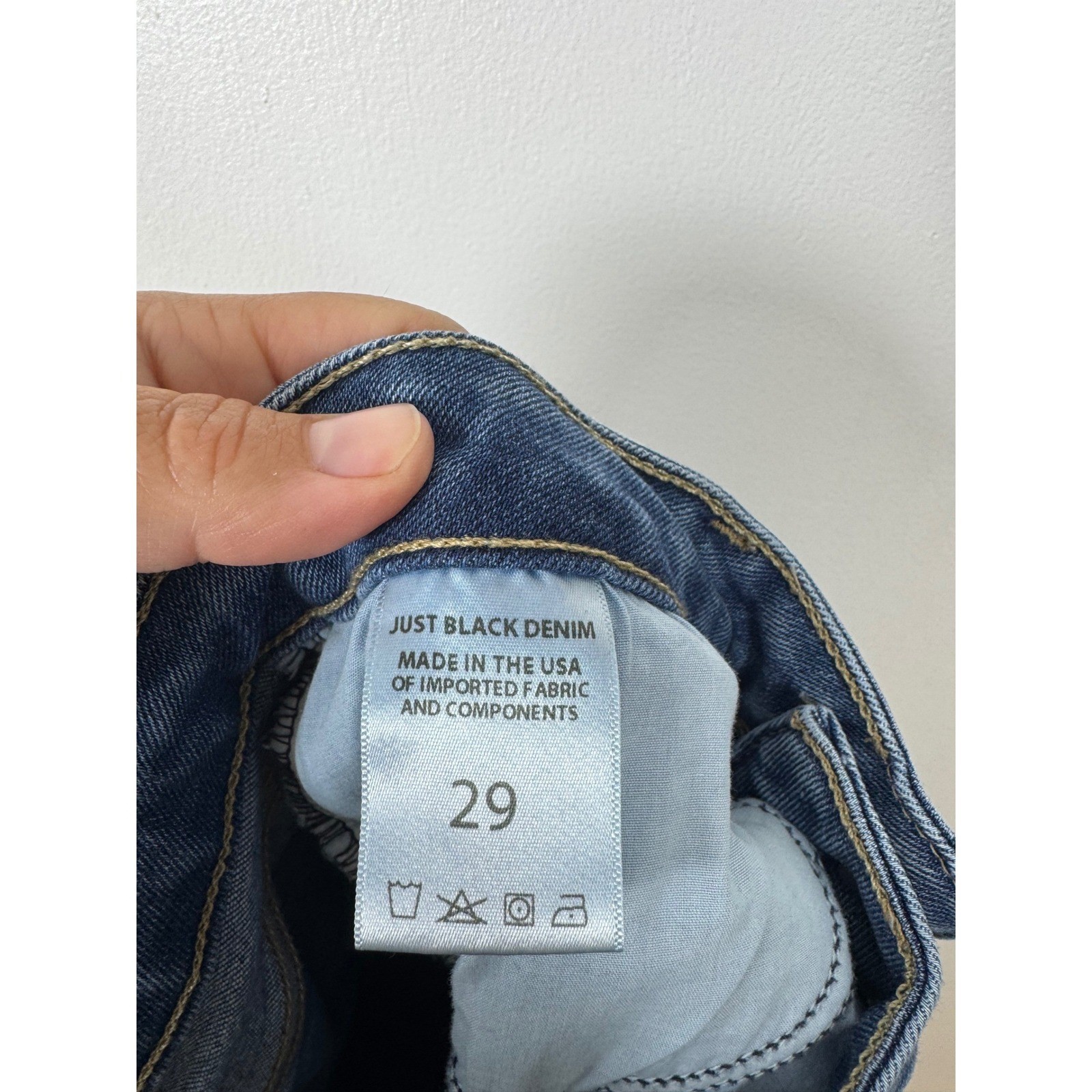 Boho Just Black Denim Womens 29 Skinny Jeans Blue Frayed Tulip Hem BP246J USA