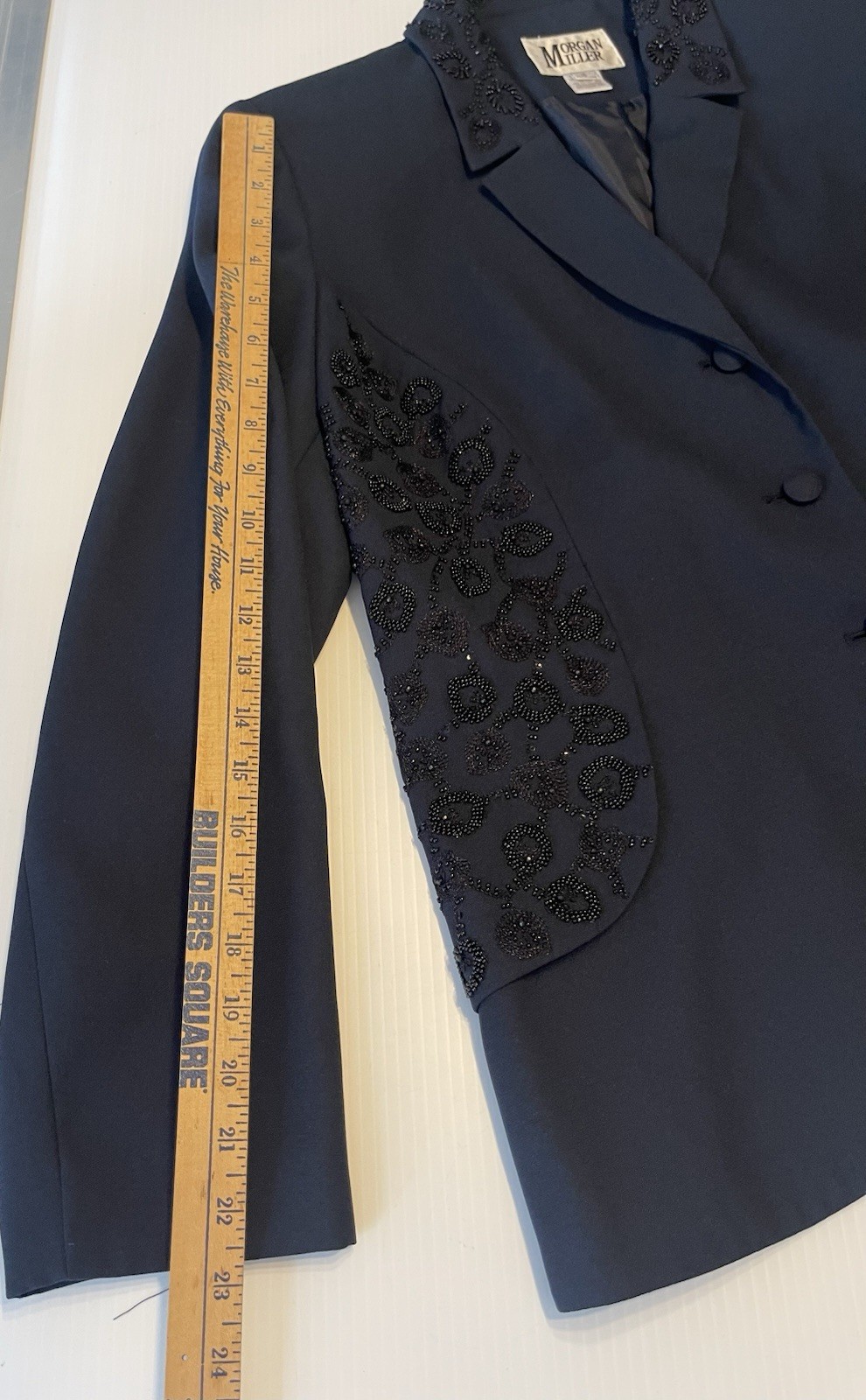 Morgan Miller Navy Blue Black Beaded Detail Skirt Suit Set Special Size 16