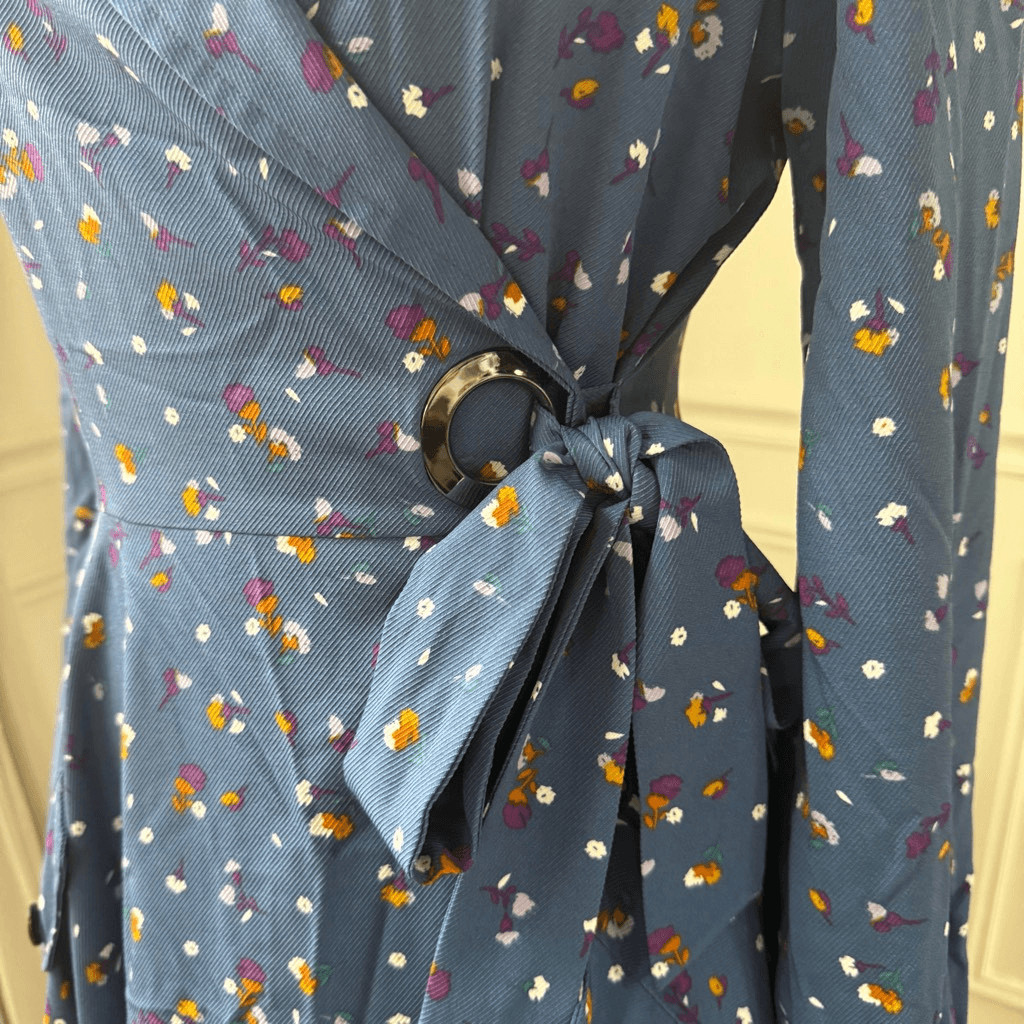 Chriselle Lim Collection Wren Floral Print Trench Dress Dusty Blue Floral $110 M
