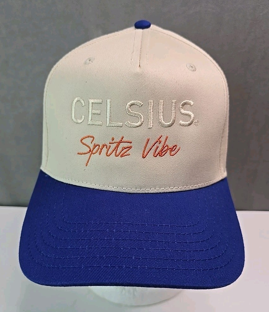 Celsius Spritz Vibe ha snapback A frame blue brim canned beverage cap