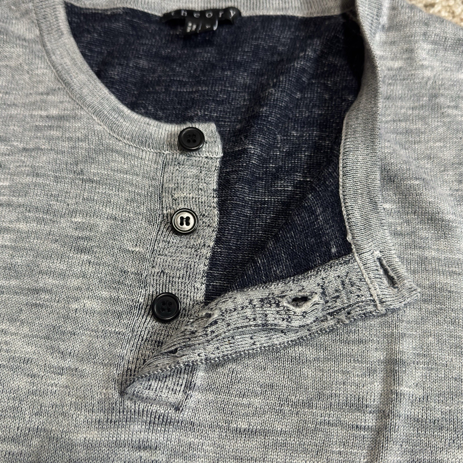 Theory Axion Rigelle Merino Wool Linen Blend Sweater Knitted Fabric Men’s XL