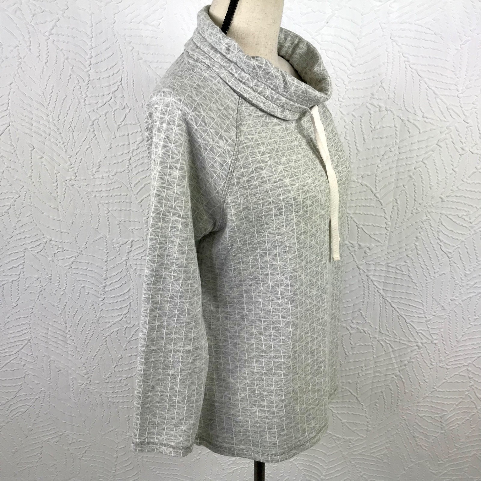 T By Talbots Womens Top Tunic Sweater Sweatshirt M Gray Cowl Neck Drawstring