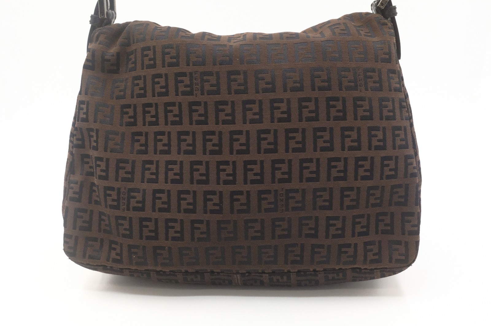 Authentic Fendi Zucchino Mamma Baguette Shoulder Bag 8BR001