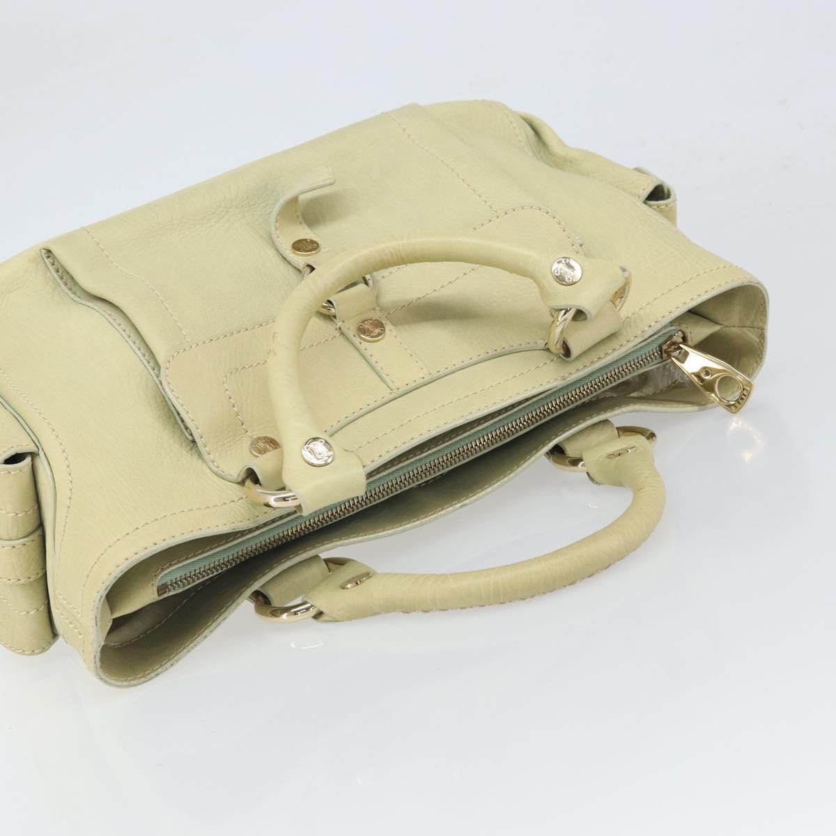 CELINE Boogie Hand Bag Leather Green Gold Auth BA9733