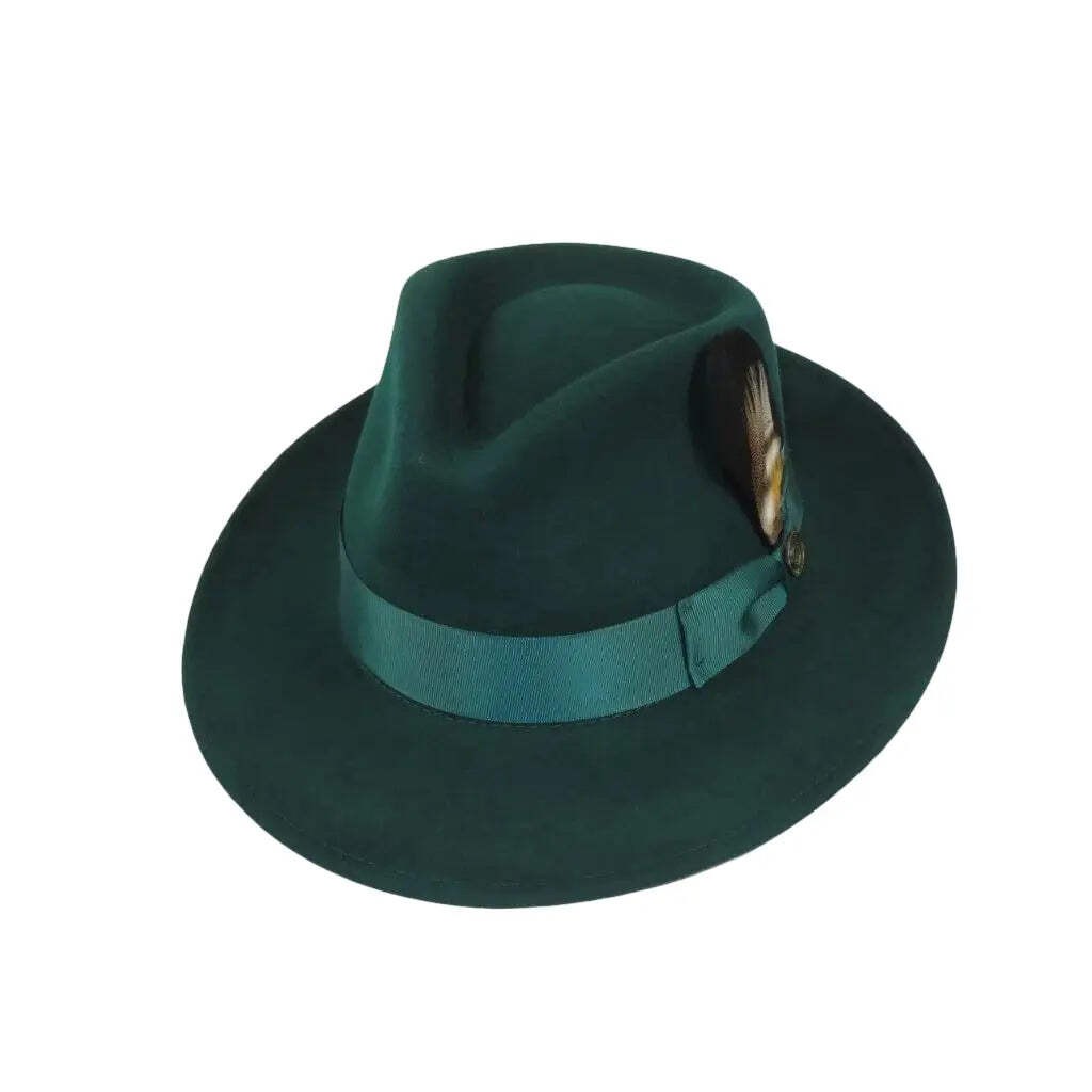 Bruno Capelo Hat Australian Wool Fedora Teardrop Crushable Bel Air BL598 H.Green