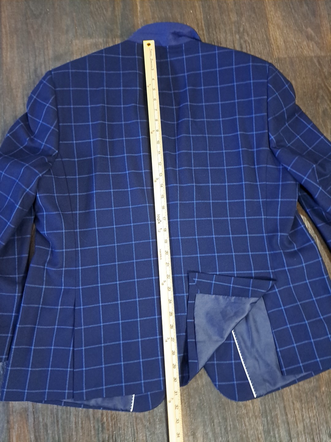 Lineage Performance Stretch Fabric Blue Windowpane 2pc Suit Mens 50R Pants W44