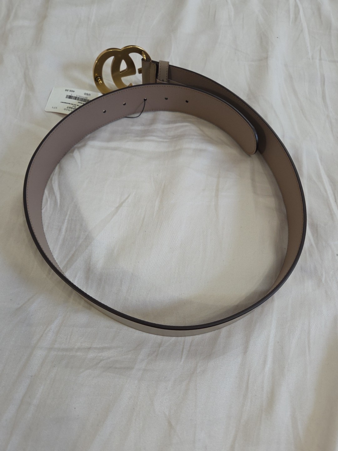 Authentic Gucci Pink Taupe Leather Belt, Women Size 30-32 IT 90CM