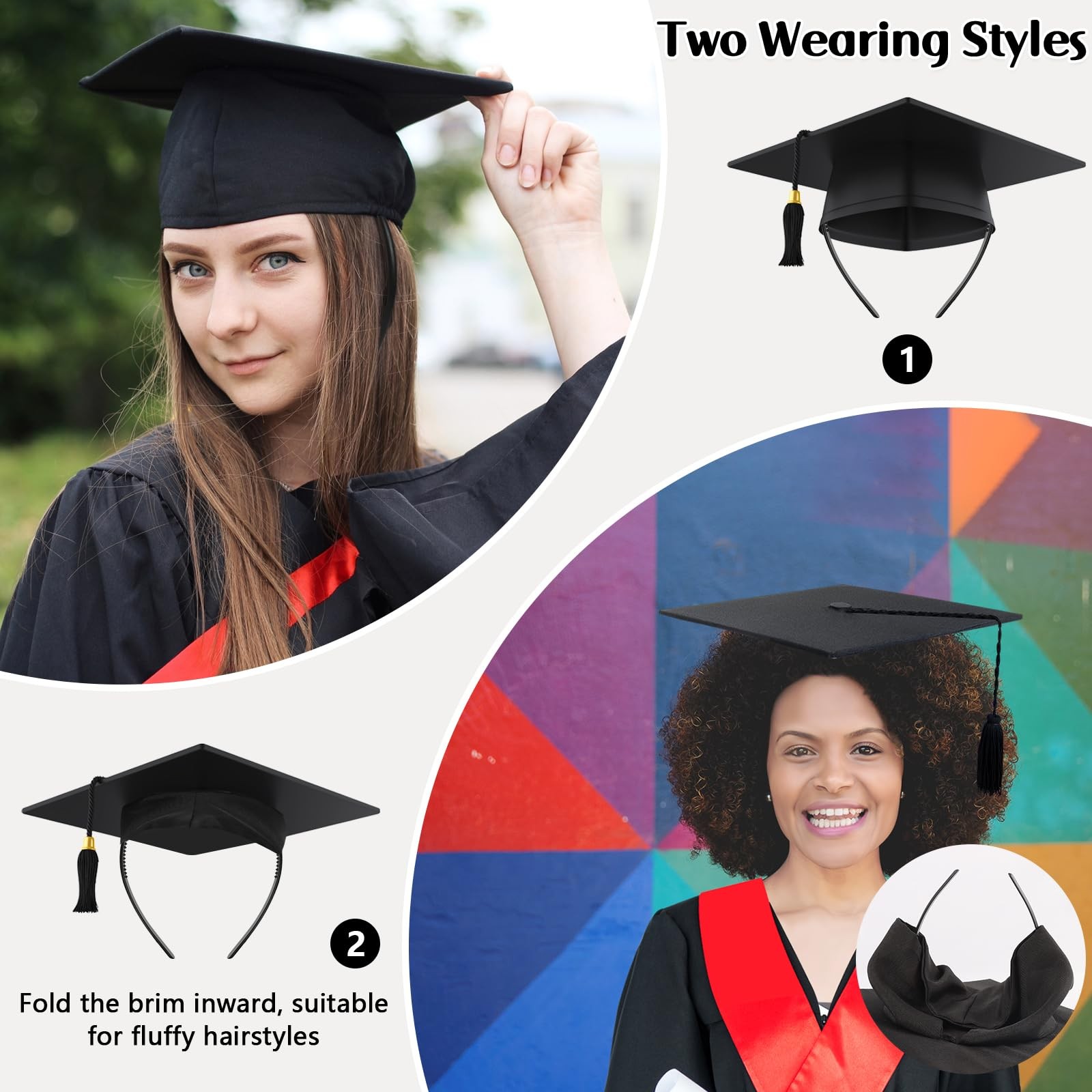 Phoncoo 1 Pack Graduation Cap Headband, 1 Count (Pack of 1), Black-1pcs