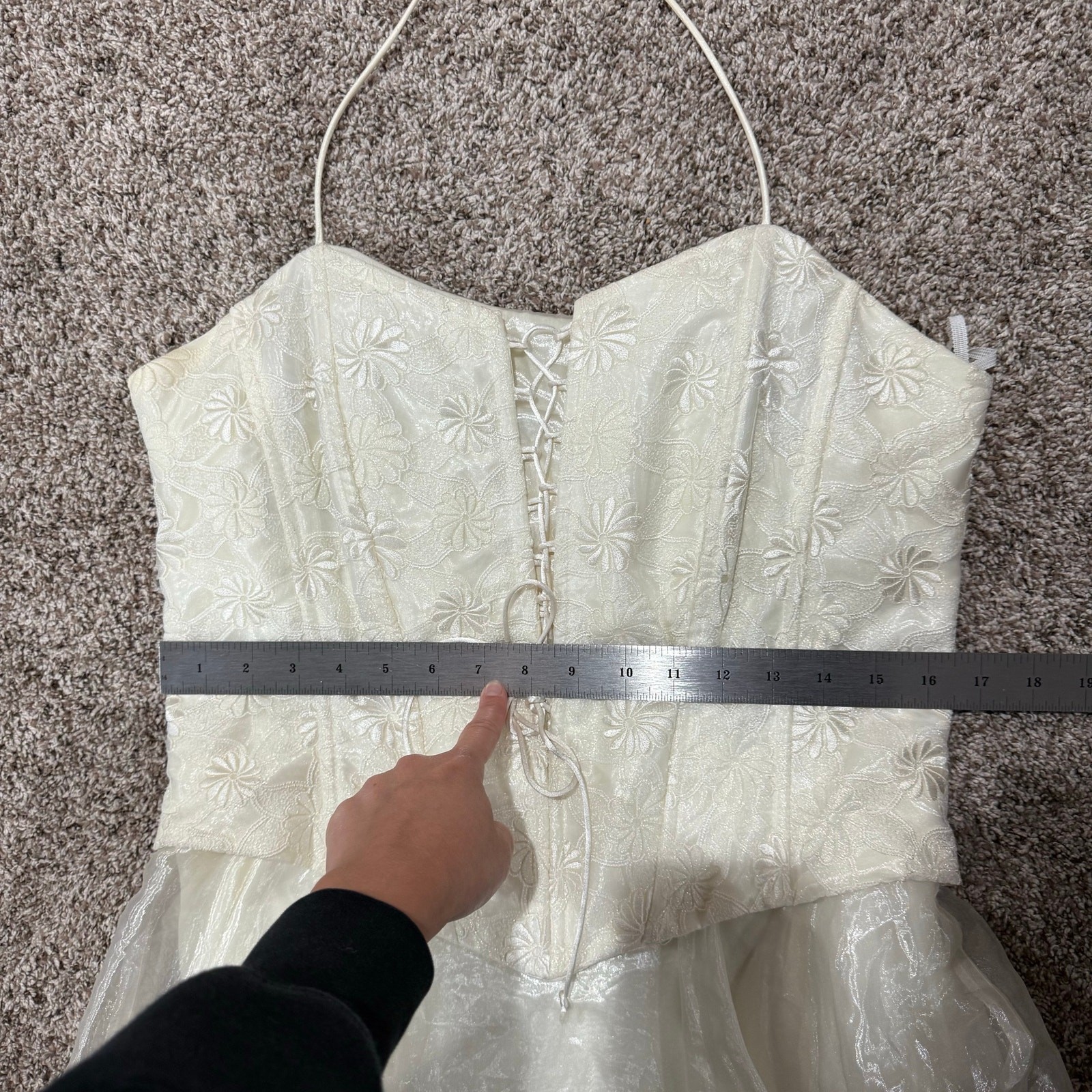 VTG 90s y2k Women’s Cream Floral Dalia Drop Basque Waist Corset Halter Dress XL